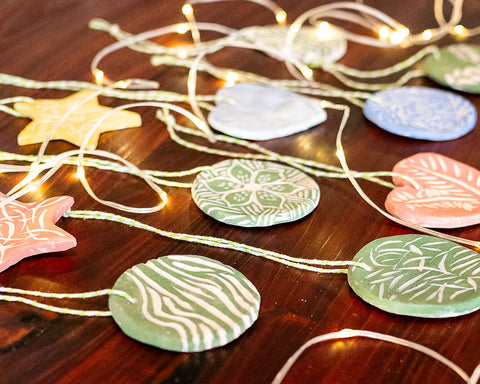 Image of Christmas tree ornaments made in the kids clay workshop