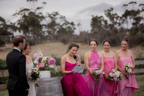 Bridal party outdoors at a Bangor Vineyard Wedding