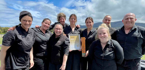 Working at Bangor Vineyard Shed, Tasmania